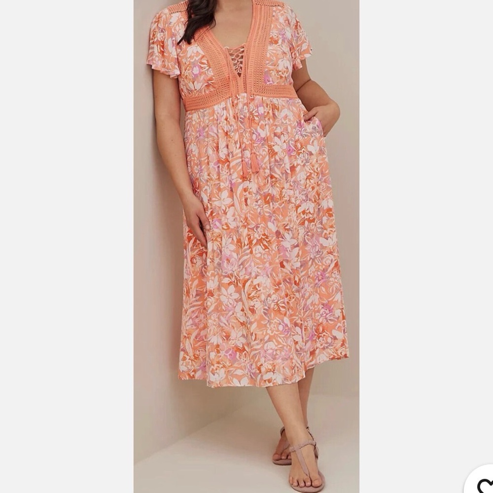 Torrid Crinkle Gauze Lace Up Dress - Picture 14 of 14